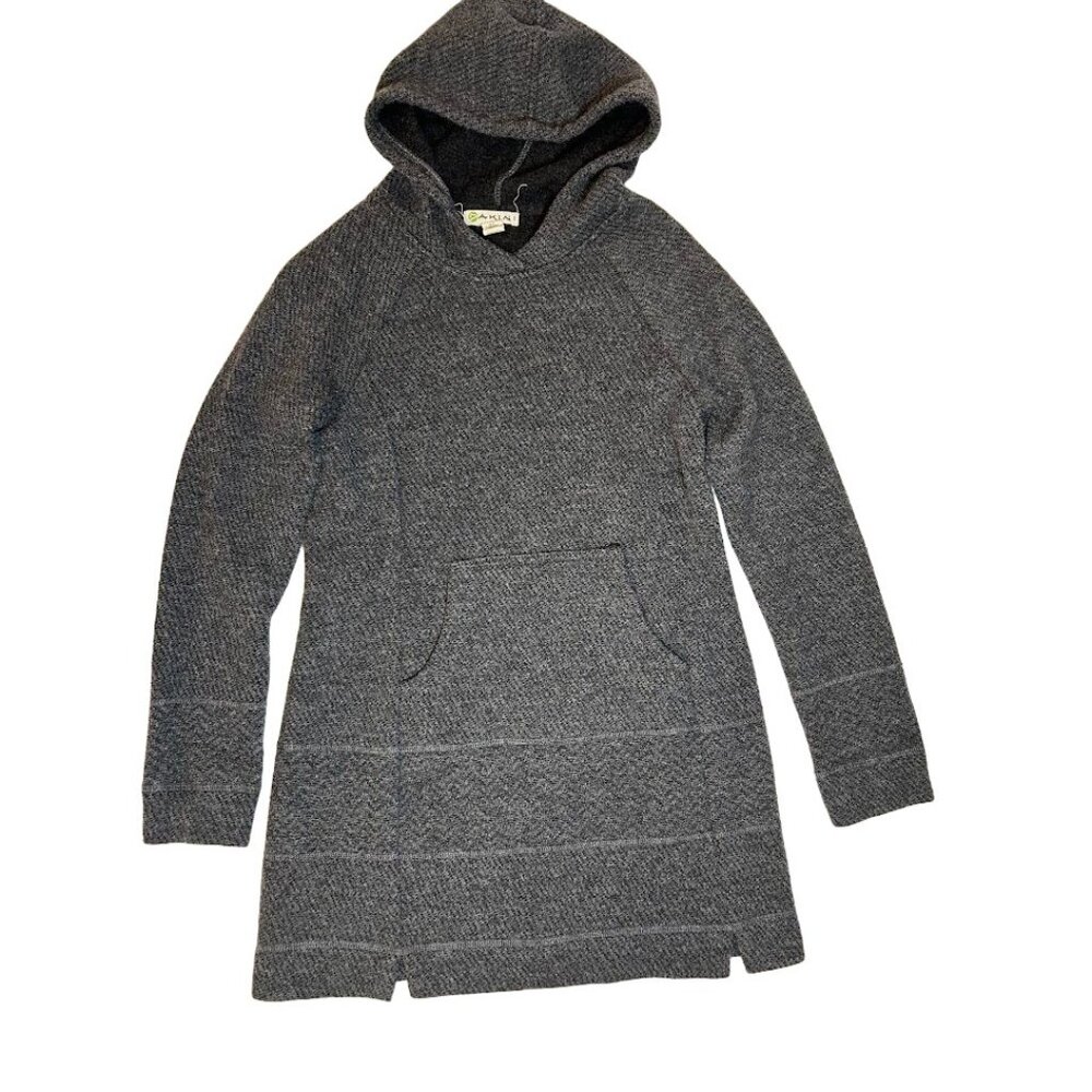 Akini Women's Hooded Long Sweater Size S Gray Kangaroo Pocket‎ Long Sleeve